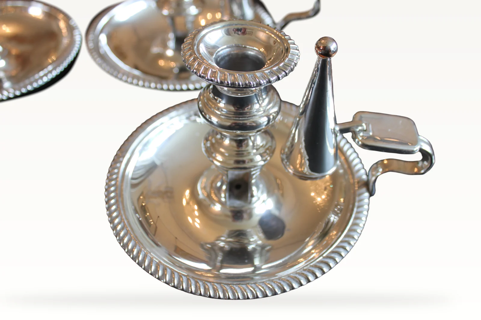 A rare set of four early 19th century silver plated chamber sticks — view 3