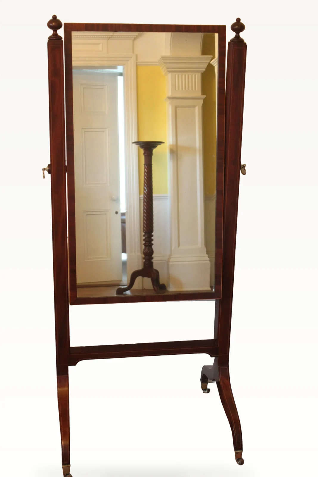 Sheraton mahogany cheval dressing mirror