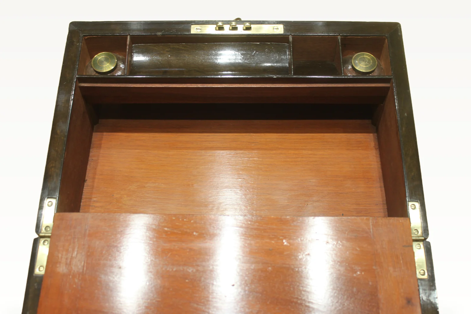 Victorian burr walnut writing slope — view 12