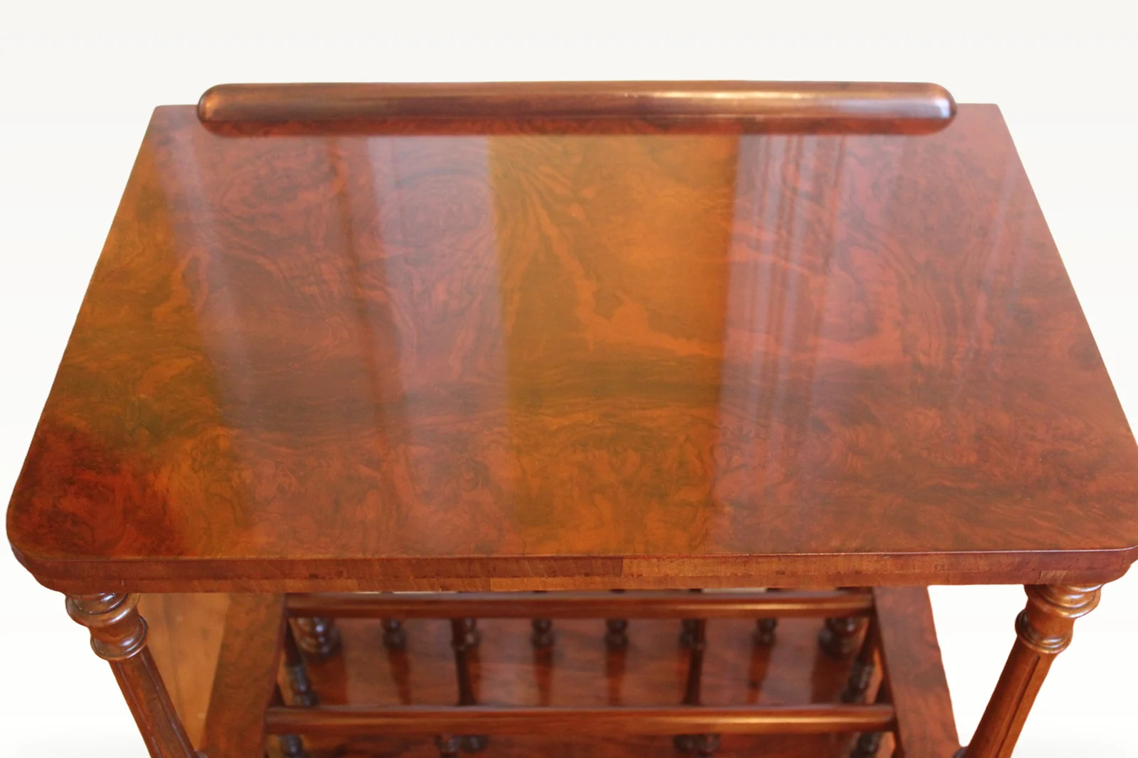 Victorian burr walnut Canterbury What-not — view 6
