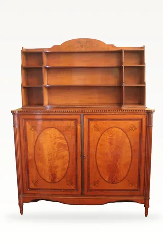 A Sheraton period satinwood inlaid cabinet