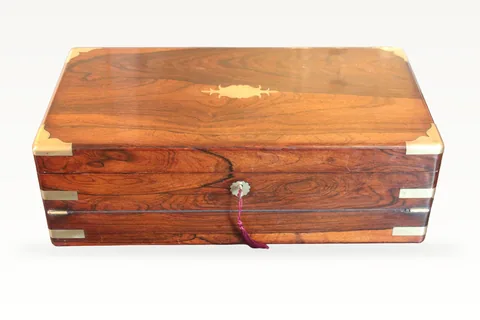 A fine late Georgian rosewood bi-fold writing slope with secret drawers