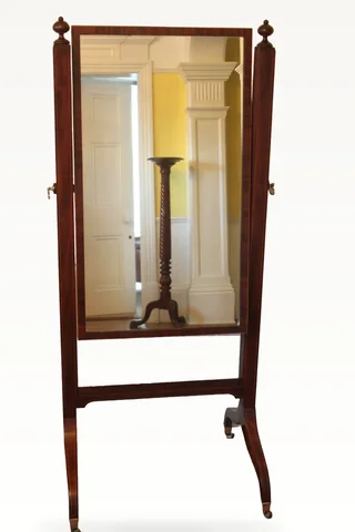 Sheraton mahogany cheval dressing mirror